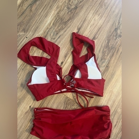 Women Ruffle Bikini Sets Two Piece Push Up High Waist  Bathing Suit Sz XL - Picture 5 of 7